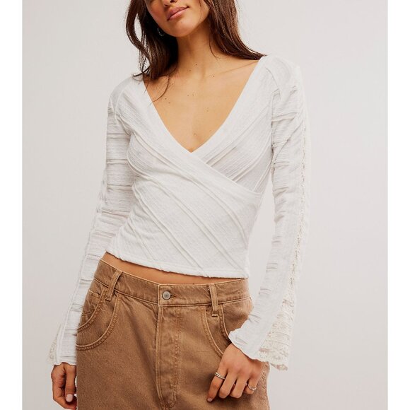 NWT FREE PEOPLE Rocky Long Sleeve / White SZ: XL - Picture 6 of 9